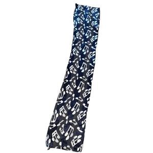 Womens Scarf‎ One Size Blue White Music Notes Print Chiffon Wrap Musical
